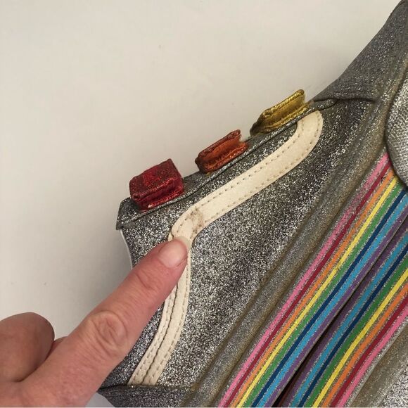Vans *Flour Shop* rainbow glitter pride Velcro strap sneaker skate shoes - Picture 8 of 9